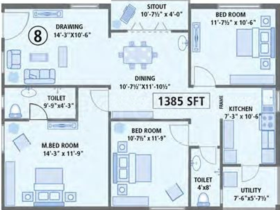 Anusha Begonia Homes (3BHK+2T (1,385 sq ft) 1385 sq ft) Anusha Begonia Homes (3BHK+2T (1,385 sq ft) 1385 sq ft)