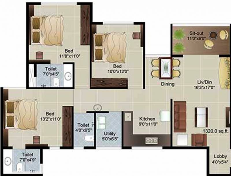 Jaikumar Parksyde Homes (3BHK+3T (1,320 sq ft) 1320 sq ft)