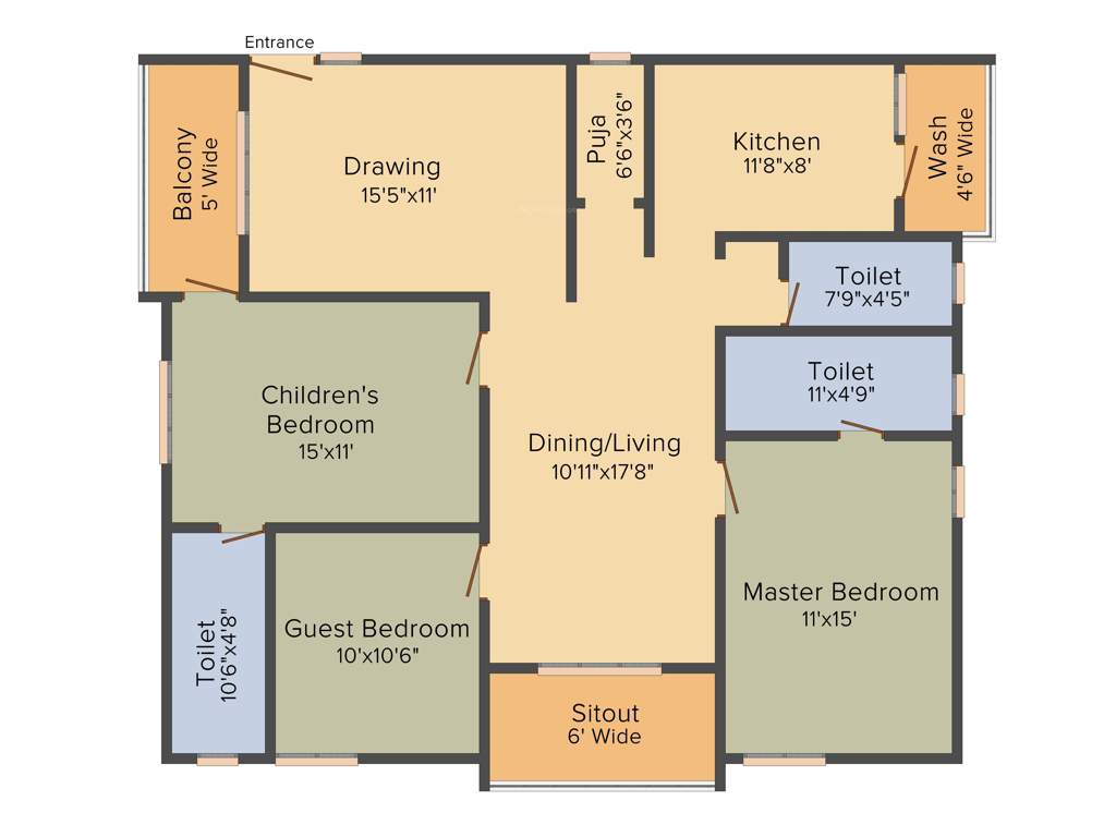 Gauthami Green Blossoms (3BHK+3T (1,775 sq ft) + Pooja Room 1775 sq ft)