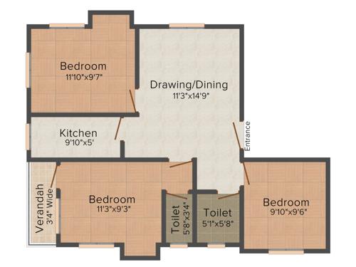 Jeet Velocity (3BHK+2T (1,139 sq ft) 1139 sq ft)