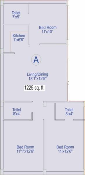 Eden Elegante 4 (3BHK+3T (1,225 sq ft) 1225 sq ft)