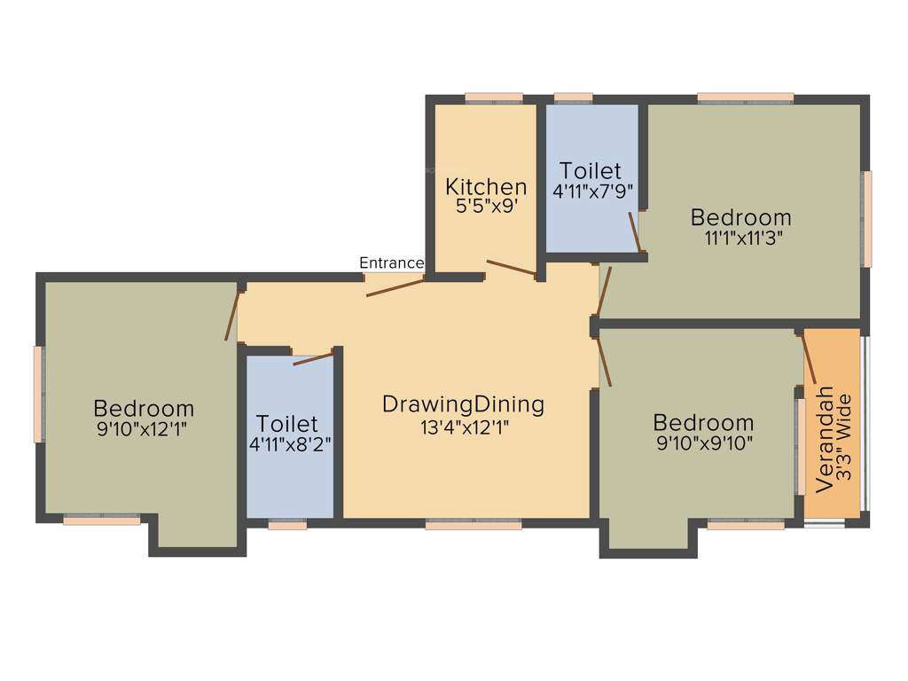 MCK MCK Glory (3BHK+2T (1,386 sq ft) 1386 sq ft)
