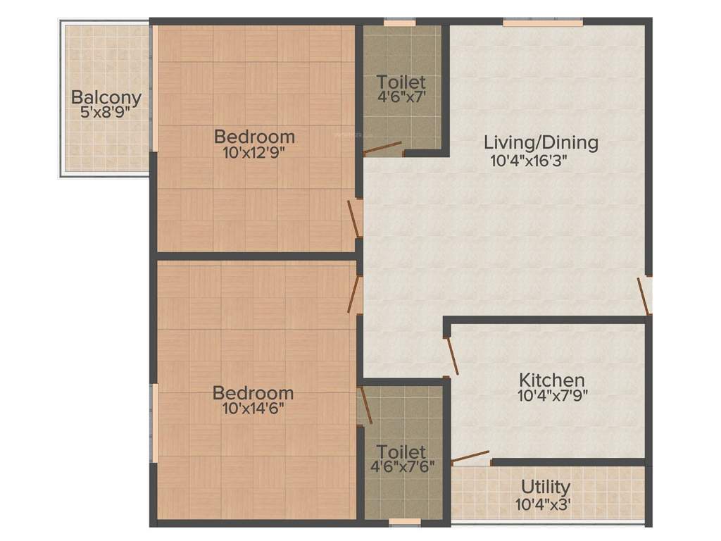 Vandana Spring Woods (2BHK+2T (1,093 sq ft) 1093 sq ft)
