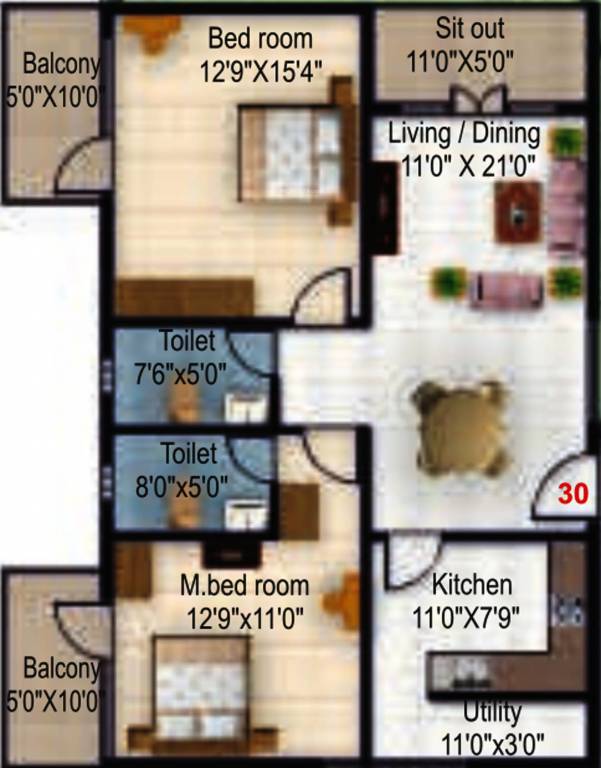 Vandana Spring Woods (2BHK+2T (1,367 sq ft) 1367 sq ft) Vandana Spring Woods (2BHK+2T (1,367 sq ft) 1367 sq ft)