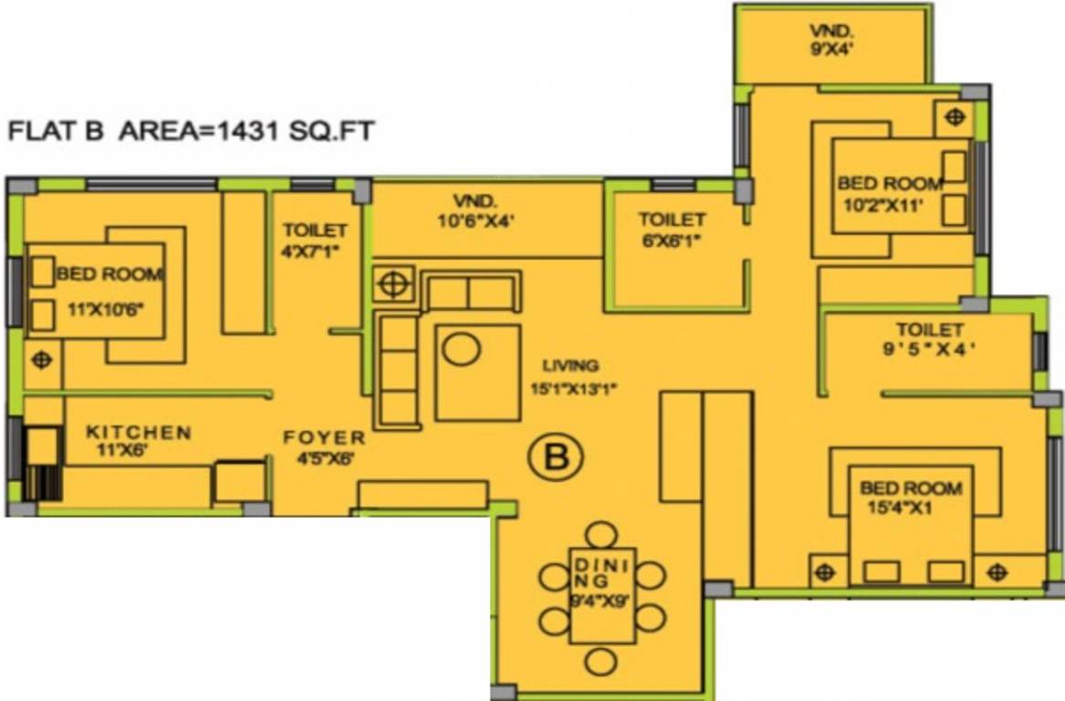 Eden Moore (3BHK+3T (1,431 sq ft) 1431 sq ft) Eden Moore (3BHK+3T (1,431 sq ft) 1431 sq ft)