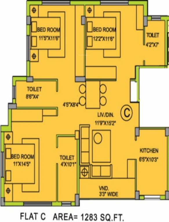 Eden Moore (3BHK+3T (1,283 sq ft) 1283 sq ft) Eden Moore (3BHK+3T (1,283 sq ft) 1283 sq ft)