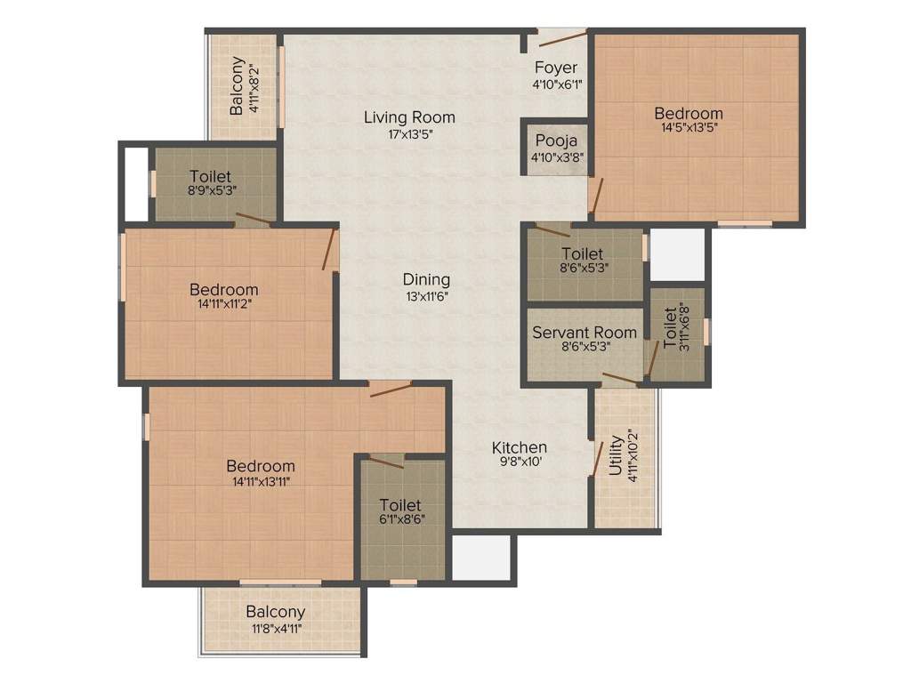 Navami M N Orchid (3BHK+3T (1,950 sq ft)   Servant Room 1950 sq ft)