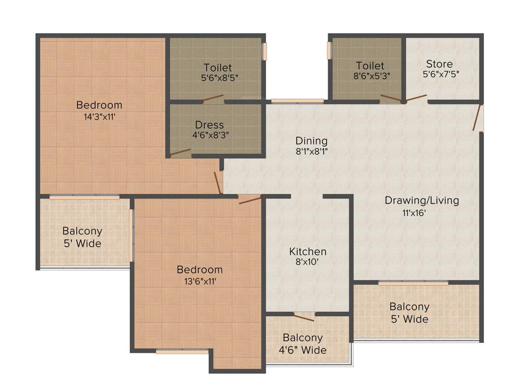 Mahalaxmi Lord Krishna Residency (2BHK+2T (1,368 sq ft) 1368 sq ft)