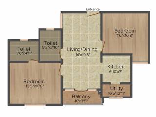 Isha Gayatri (2BHK+2T (930 sq ft) 930 sq ft)
