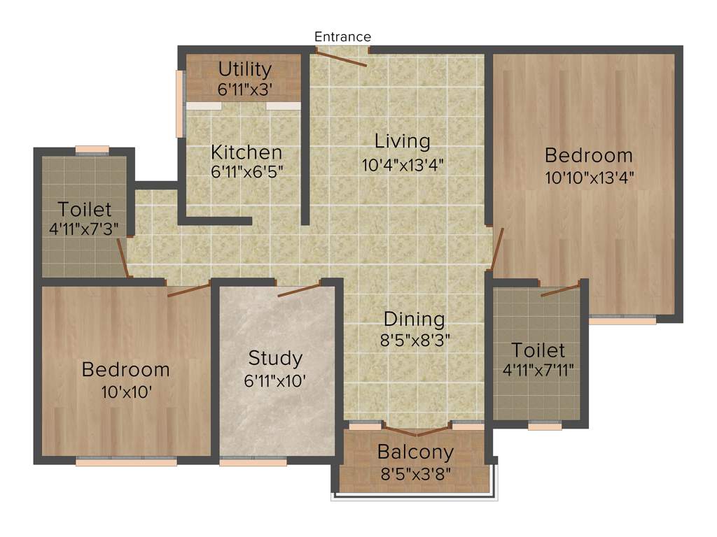 Isha Gayatri (2BHK+2T (1,053 sq ft) + Study Room 1053 sq ft)