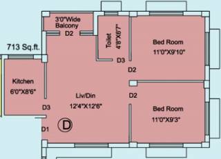 Eden Residency (2BHK+1T (713 sq ft) 713 sq ft) Eden Residency (2BHK+1T (713 sq ft) 713 sq ft)
