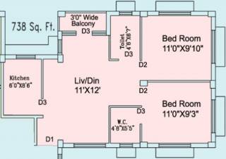 Eden Residency (2BHK+2T (738 sq ft) 738 sq ft) Eden Residency (2BHK+2T (738 sq ft) 738 sq ft)