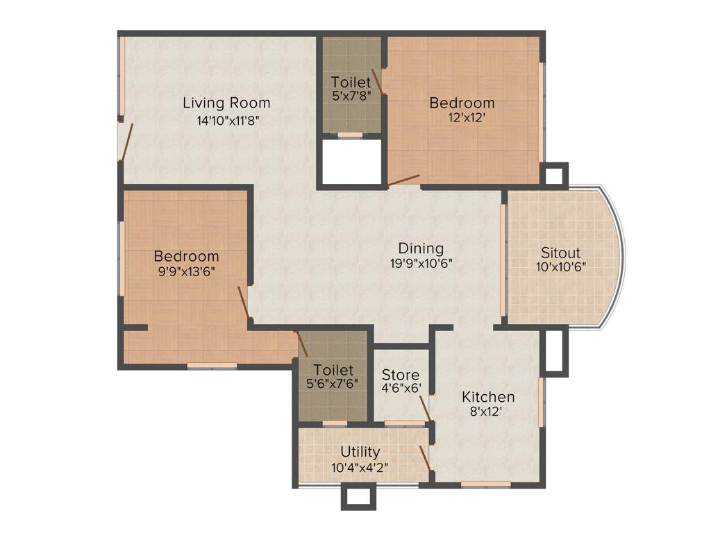 Saket Sriyam (2BHK+3T (1,529 sq ft) 1529 sq ft)