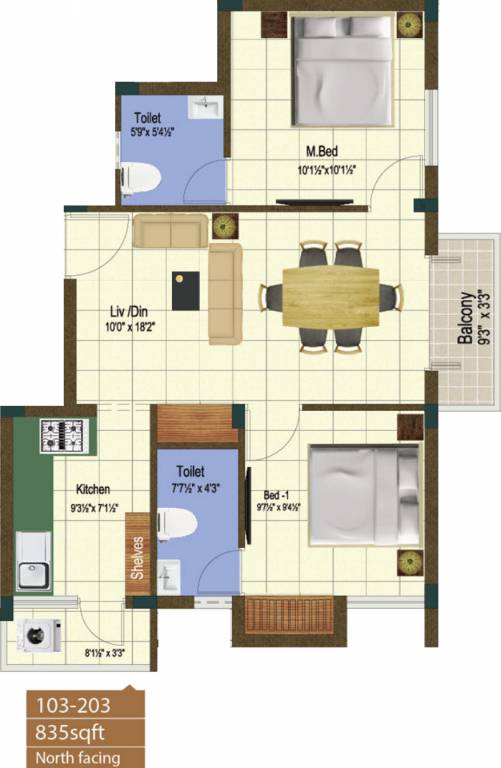 Sanjana Apex Enclave (2BHK+2T (835 sq ft) 835 sq ft) Sanjana Apex Enclave (2BHK+2T (835 sq ft) 835 sq ft)