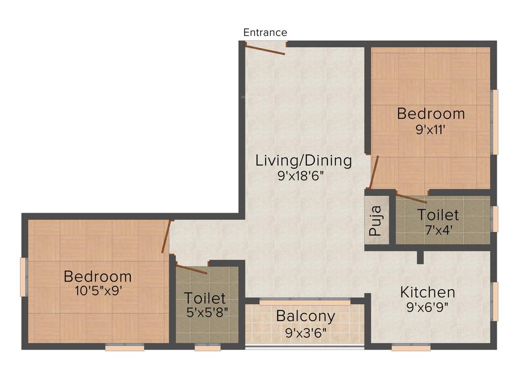 Pushkar Jayalakshmi (2BHK+2T (755 sq ft) + Pooja Room 755 sq ft)