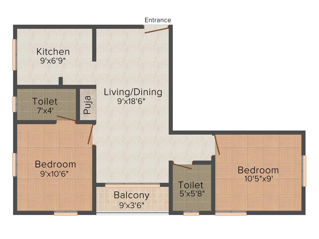 Pushkar Jayalakshmi (2BHK+2T (760 sq ft) + Pooja Room 760 sq ft)