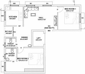 Brownstone Raj Mayura (2BHK+2T (948 sq ft) 948 sq ft)
