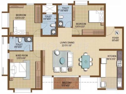 938 sq ft 2 BHK Floor Plan Image - Cancun Groups Skylark Available