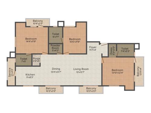 Pushkar Grace (3BHK+4T (1,925 sq ft) + Pooja Room 1925 sq ft)