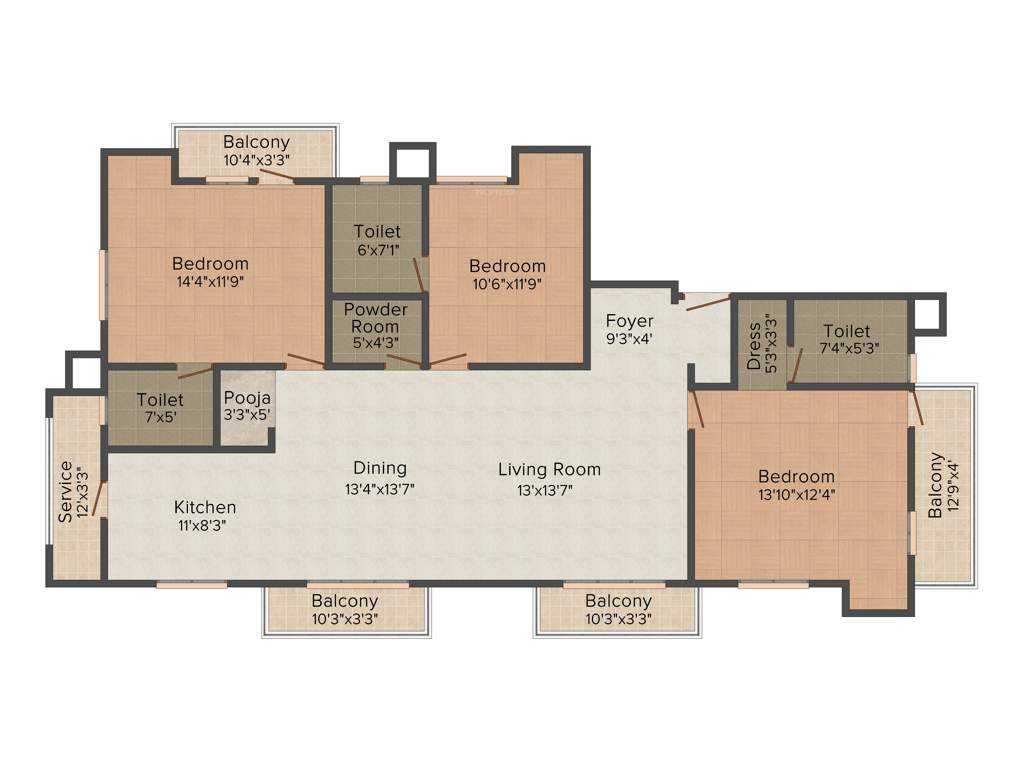 Pushkar Grace (3BHK+4T (1,925 sq ft) + Pooja Room 1925 sq ft)