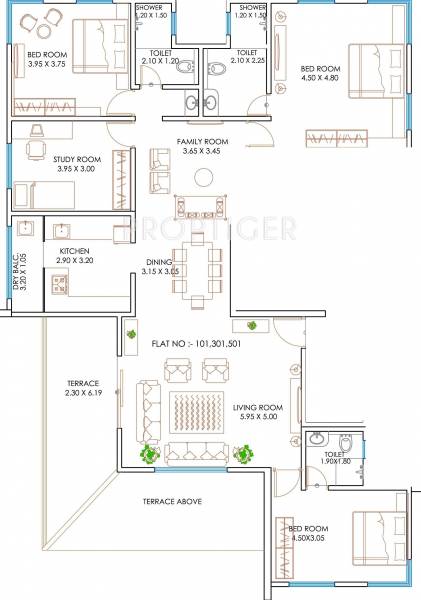 New Front Isabella (3BHK+3T (2,325 sq ft)   Study Room 2325 sq ft)