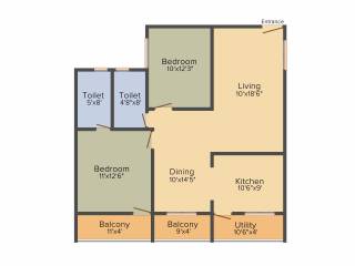 Sunshine Silicon Oasis (2BHK+2T (1,205 sq ft) 1205 sq ft)