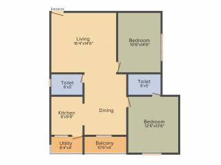 Sunshine Silicon Oasis (2BHK+2T (1,280 sq ft) 1280 sq ft)