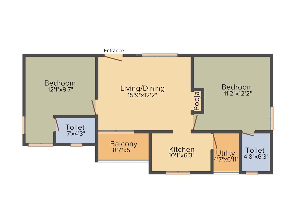 BSR Balaji Avenue (2BHK+2T (962 sq ft) 962 sq ft)