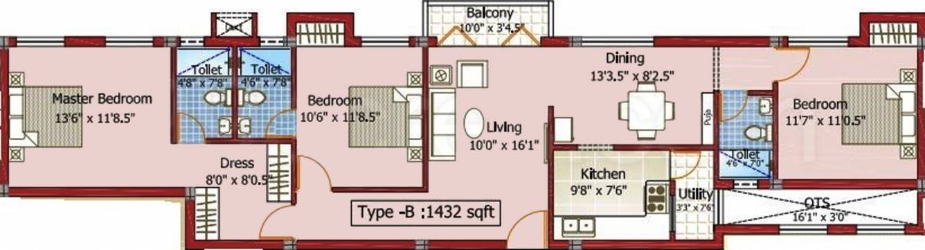 Pushkar Sai Kushi Graha (3BHK+3T (1,432 sq ft) 1432 sq ft) Pushkar Sai Kushi Graha (3BHK+3T (1,432 sq ft) 1432 sq ft)