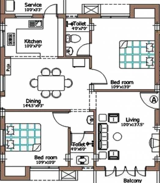 Pushkar JK Gardens (2BHK+2T (1,076 sq ft) + Pooja Room 1076 sq ft)