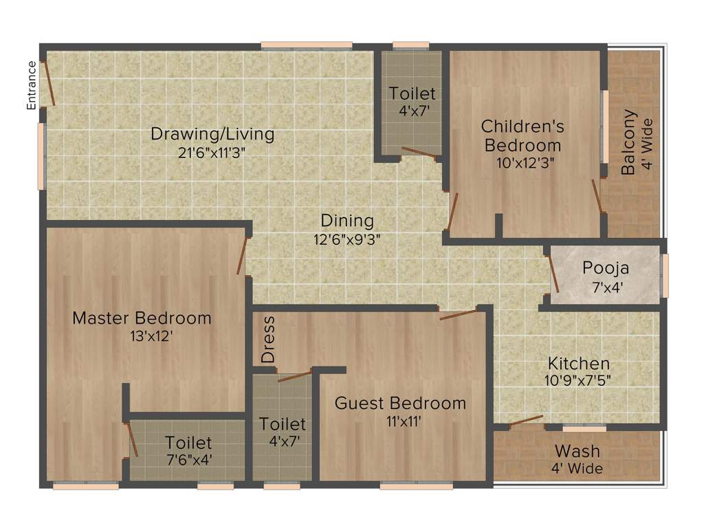 Haneesh Mjr Solitaire (3BHK+3T (1,535 sq ft) + Pooja Room 1535 sq ft)