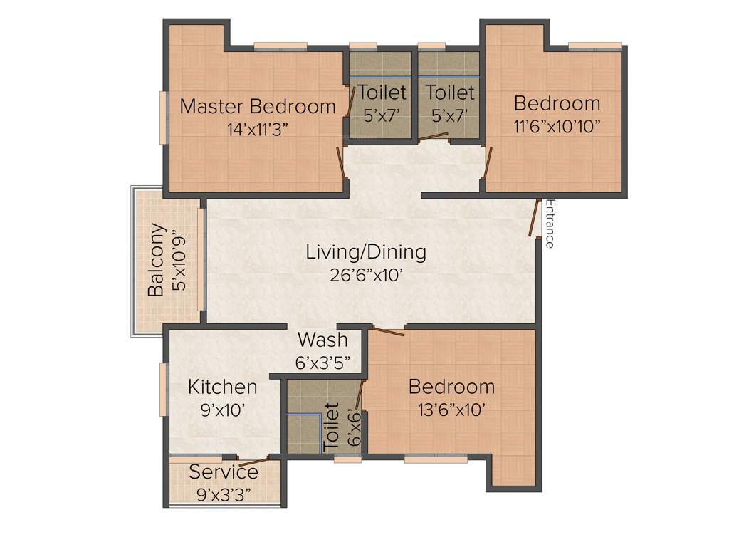 Pushkar Sreepuram (3BHK+3T (1,425 sq ft) 1425 sq ft)