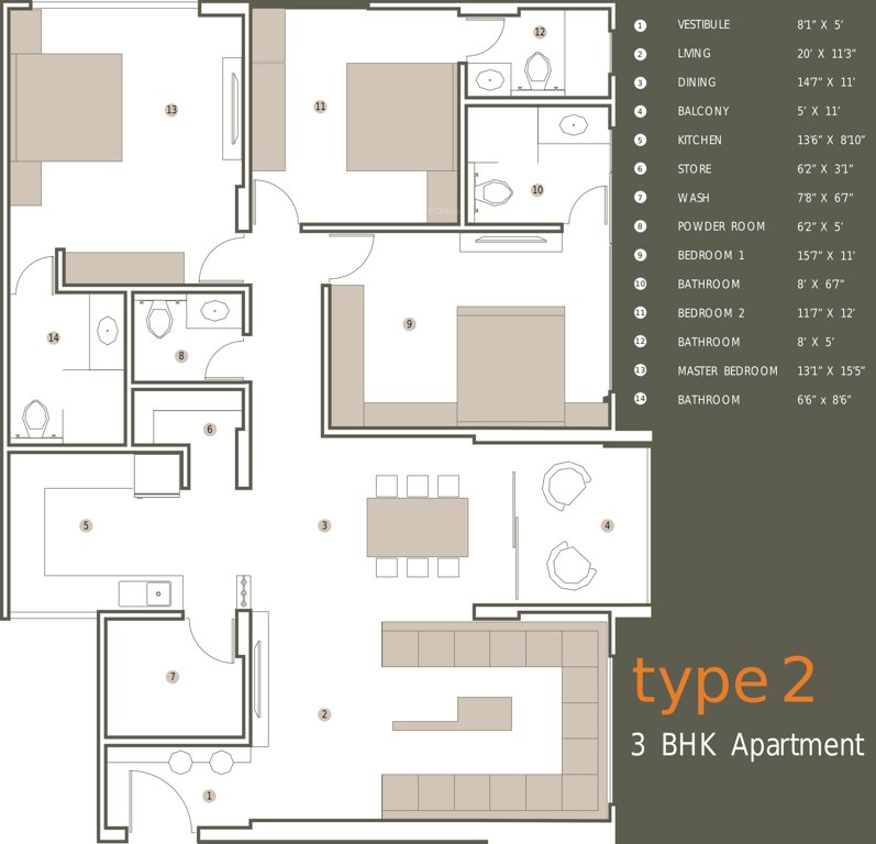 Olive Brick Home (3BHK+4T (2,470 sq ft) 2470 sq ft)
