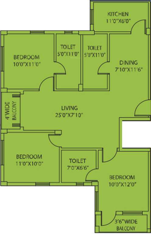 Siddha Town Madhyamgram (3BHK+3T (1,430 sq ft) + Study Room 1430 sq ft)