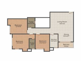 Webstar Sapphire Residency (3BHK+2T (1,340 sq ft) 1340 sq ft)