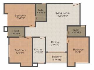Webstar Sapphire Residency (3BHK+3T (1,438 sq ft) 1438 sq ft)