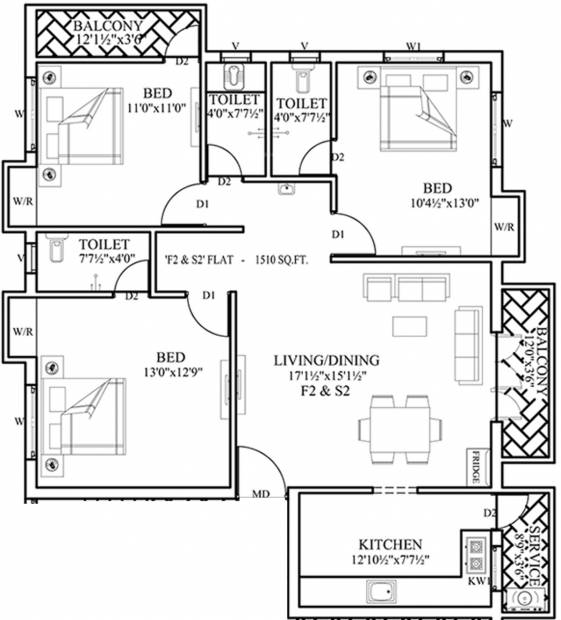 AP Jayam Homes (3BHK+3T (1,510 sq ft) 1510 sq ft)