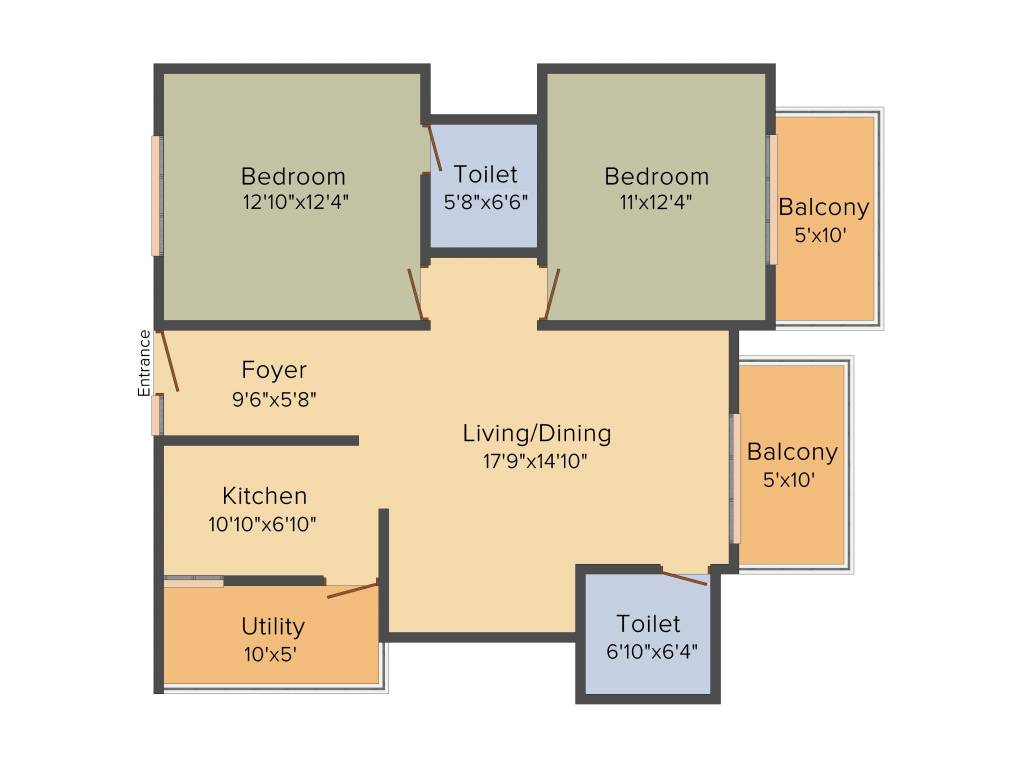 Man Alpine Square (2BHK+2T (1,273 sq ft) 1273 sq ft)