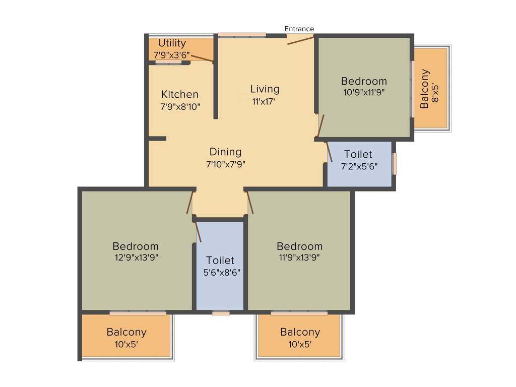 Man Alpine Square (3BHK+2T (1,492 sq ft) 1492 sq ft)