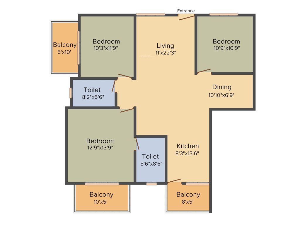Man Alpine Square (3BHK+2T (1,495 sq ft) 1495 sq ft)