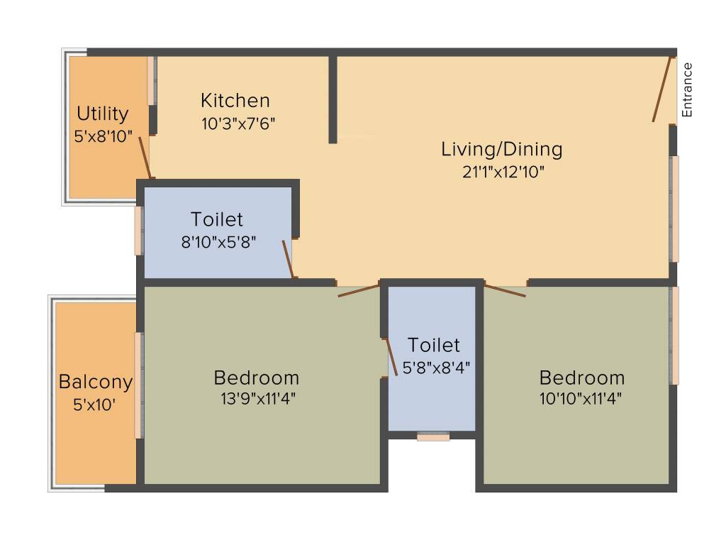 Man Alpine Square (2BHK+2T (1,115 sq ft) 1115 sq ft)