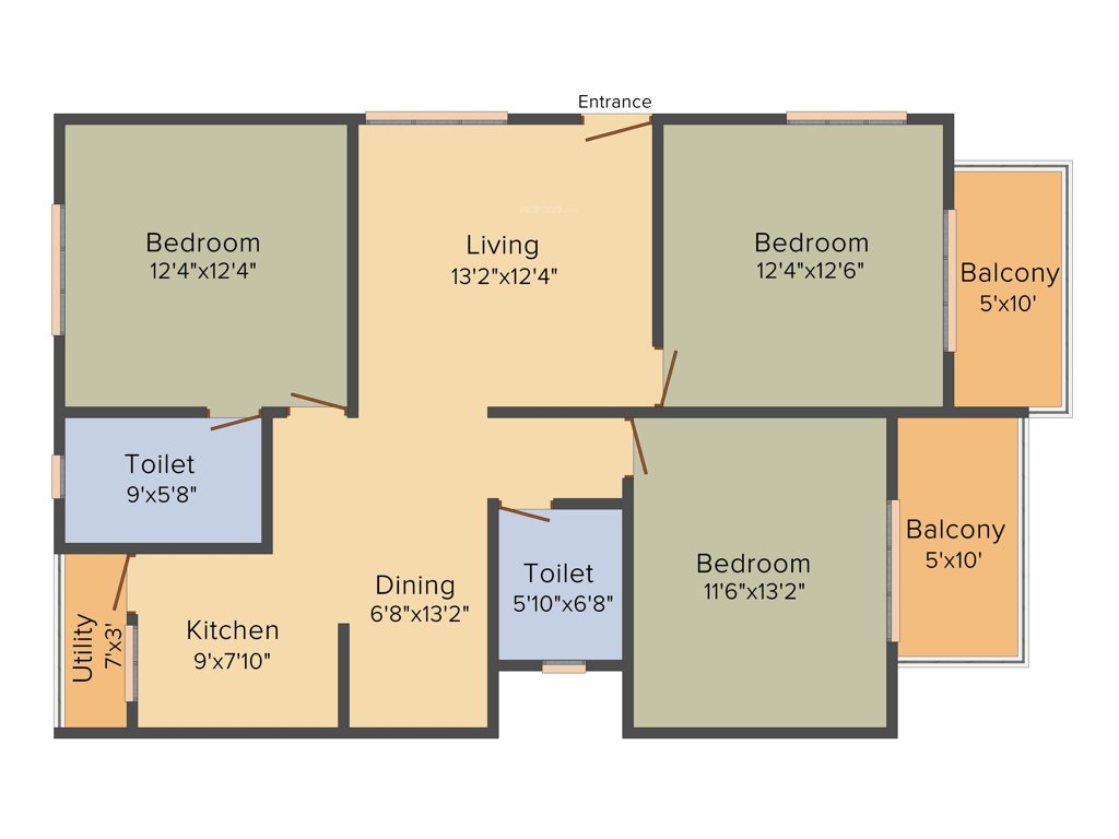 Man Alpine Square (3BHK+2T (1,425 sq ft) 1425 sq ft)