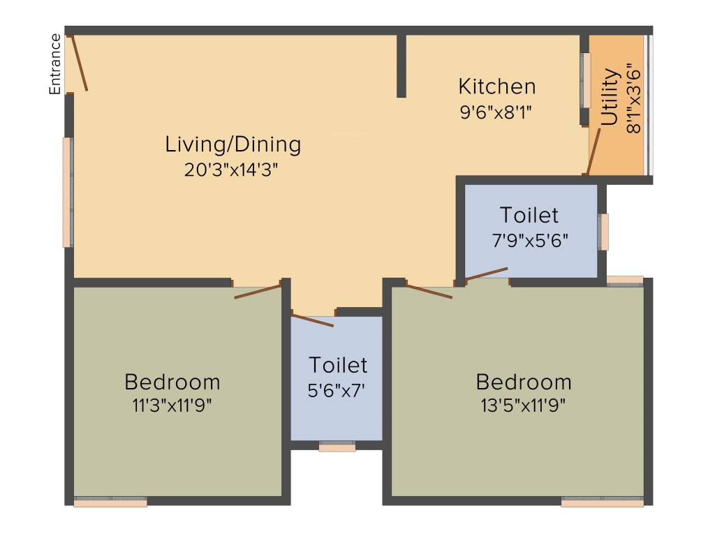 Man Alpine Square (2BHK+2T (1,057 sq ft) 1057 sq ft)