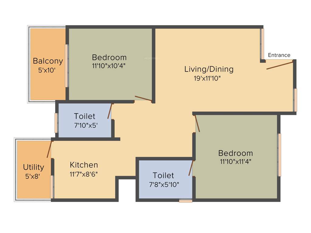 Man Alpine Square (2BHK+2T (1,136 sq ft) 1136 sq ft)