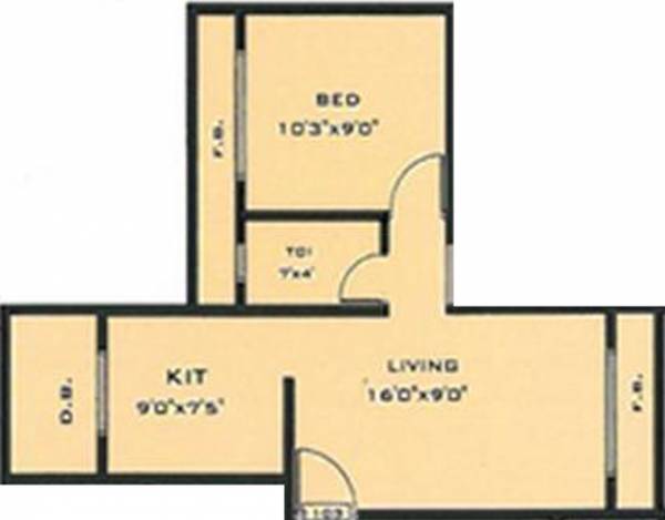 S R A R Heights (1BHK+1T (890 sq ft) 890 sq ft)