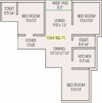 Eden Habitat (3BHK+2T (1,064 sq ft) 1064 sq ft)