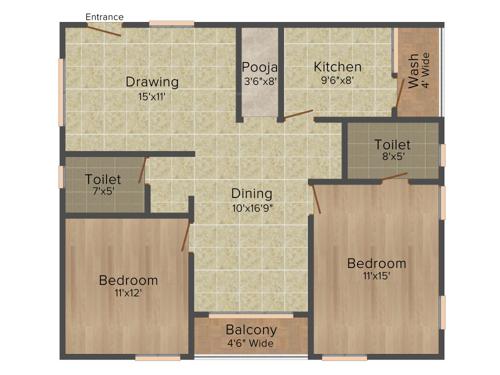 Trishala The Life (2BHK+2T (1,258 sq ft) 1258 sq ft)