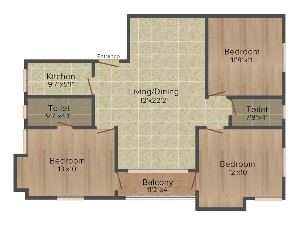 SS 113 Jodhpur Park (3BHK+3T (1,350 sq ft) 1350 sq ft)