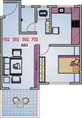 Floor Plan (1BHK+1T (683 sq ft) 683 sq ft) Shah And Associates KK Anjelica Floor Plan (1BHK+1T (683 sq ft) 683 sq ft)