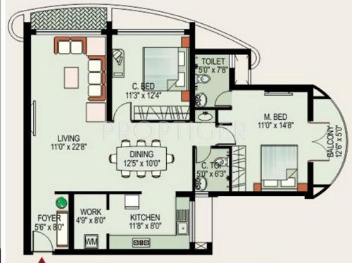 IN Inland Windsors (2BHK+2T (1,365 sq ft) 1365 sq ft)